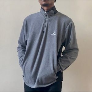 Nautica mens black / grey medium half zip pullover sweater